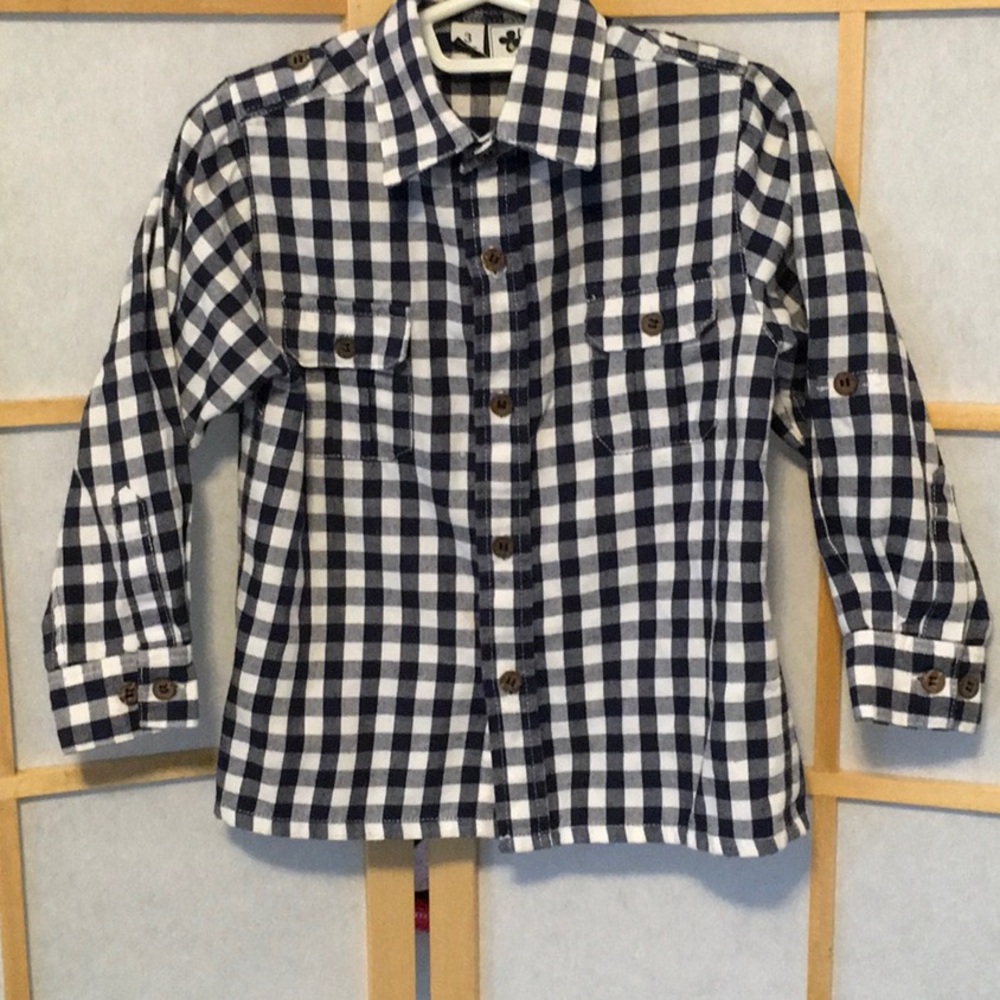 Busy Bees Checkered Button-Down Shirt Navy White